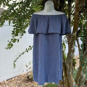 Old Navy Off-Shoulder Blue Striped Dress